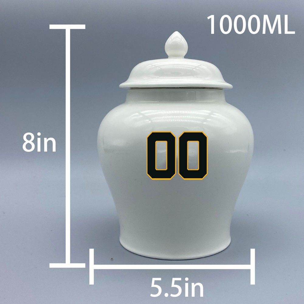 Ceramic Medium Urn for Pittsburgh Pirates Baseball Theme, Custom Text & Number