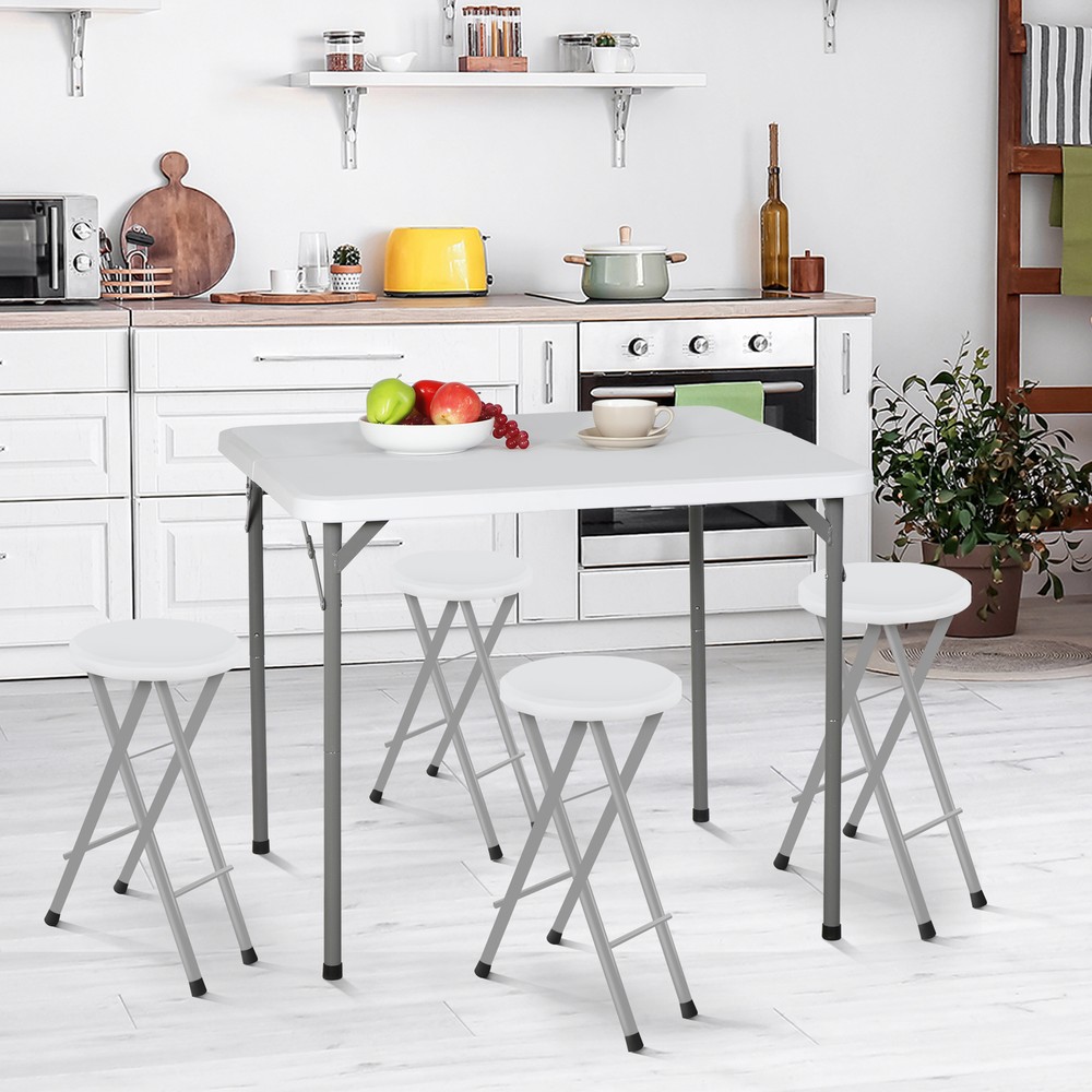 Heavy Duty 34" Folding Table Plastic Square Card Table w/Carrying Handle White