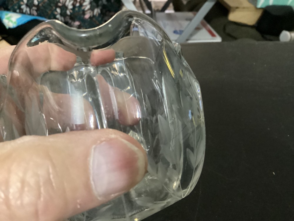 Clear Glass Cream Pitcher w/etched Design