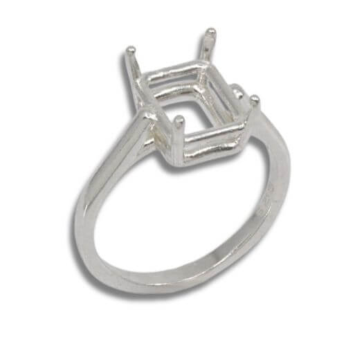 Emerald Cut Single Cathedral Pre-notched Ring Mounting
