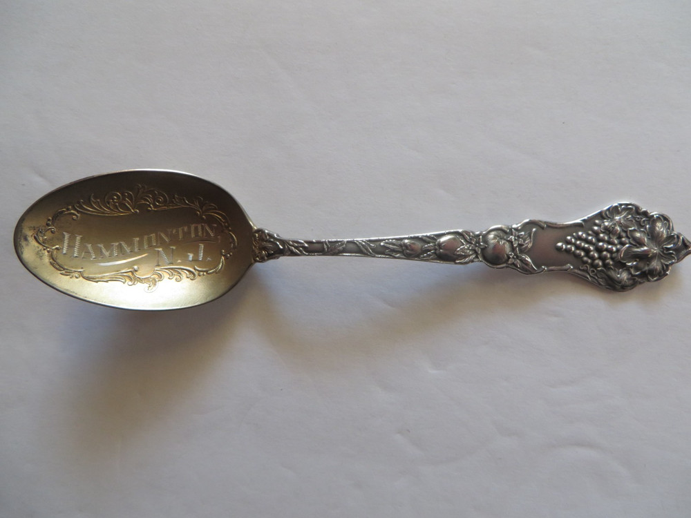 Paye  Baker Grape Handle 5 3/8" Sterling Souvenir Spoon Hammonton N.J.