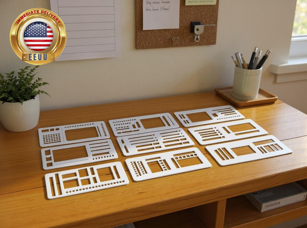 9 Pack Planner Stencils Templates - Calendar Journal Dot Grid Stencil for Planne