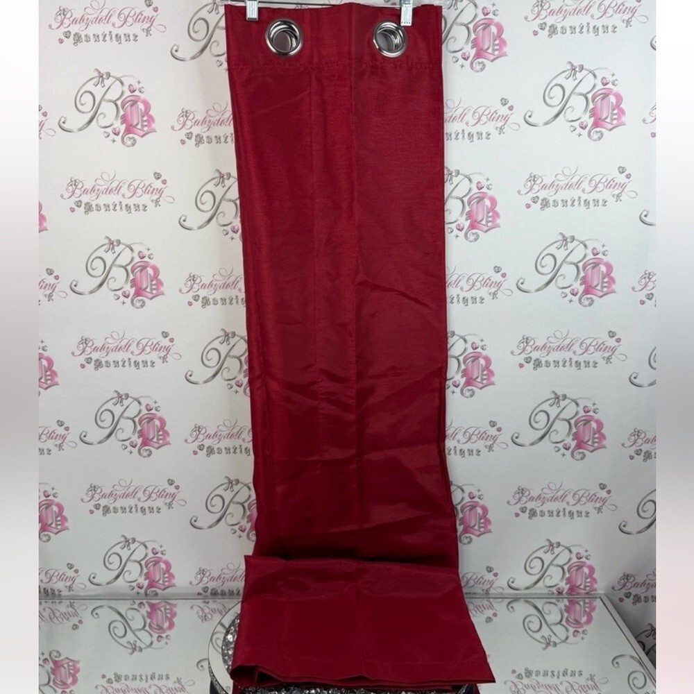 Curtain blind silver hooks Red Grommet Top Curtain Panel