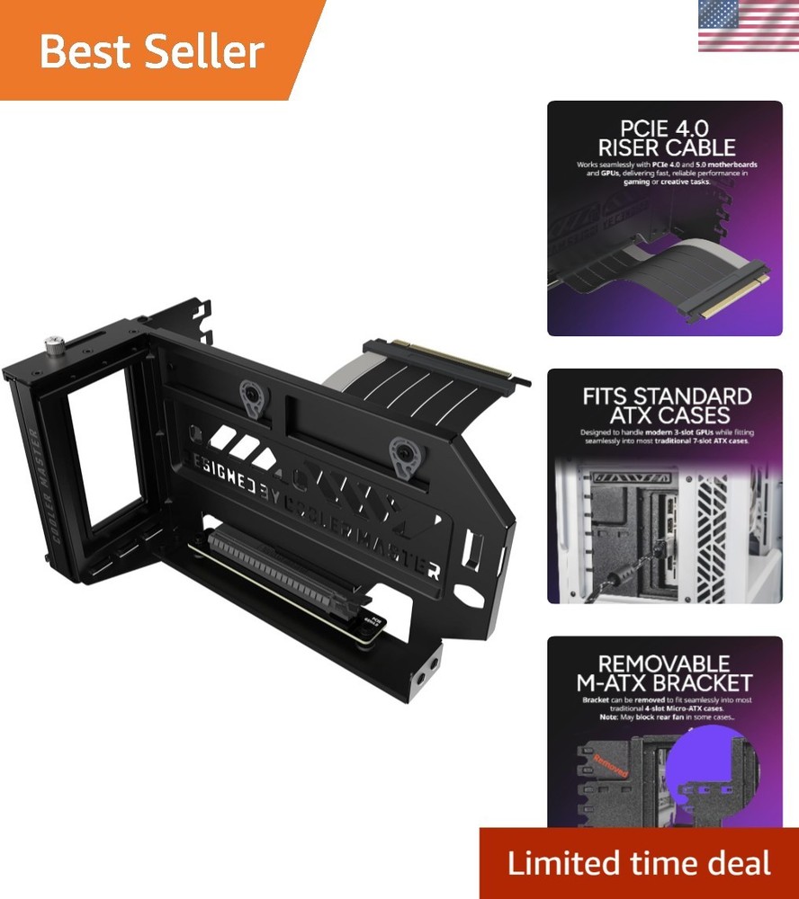 Adjustable Vertical GPU Holder Kit V3 with PCI-E 4.0 Riser - Perfect for Gaming