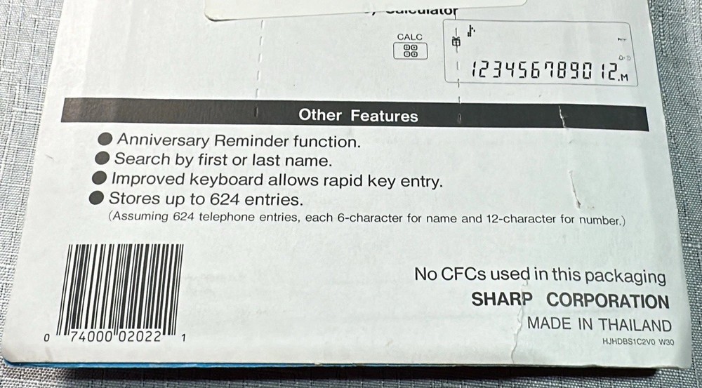 Vintage Sharp EL-6390B Electronic Organizer w/5 Functions & 3 Line Display, NOS