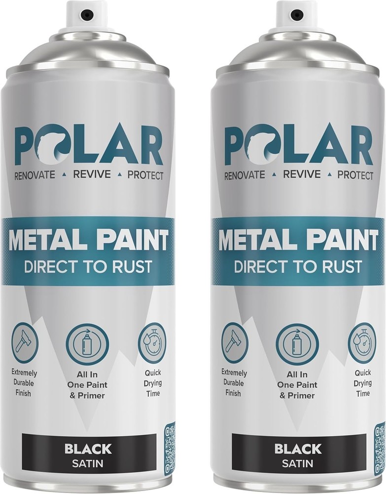 Rust Protection Spray Paint - Satin Black 2 Pack for Interior & Exterior Use