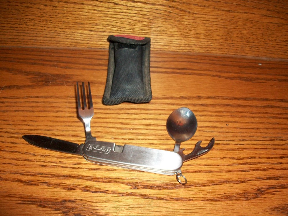 COLEMAN Camping Set Fork, Spoon , Knife-W/ belt case-EUC-Ships FREE