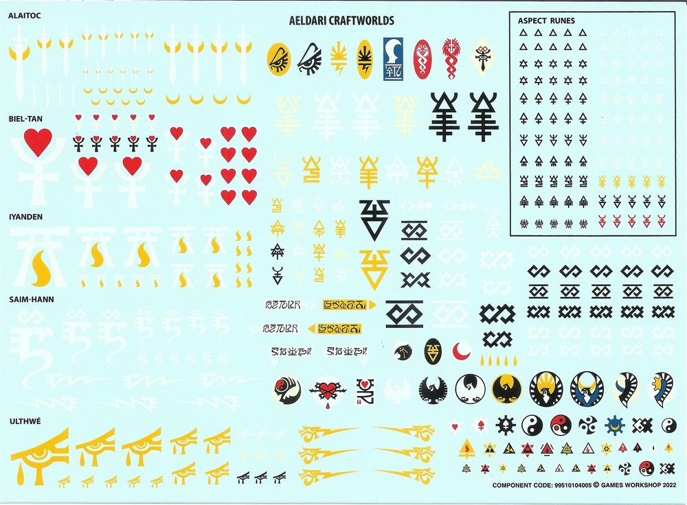 40K Aeldari Swooping Hawks Transfers Decal Sheet