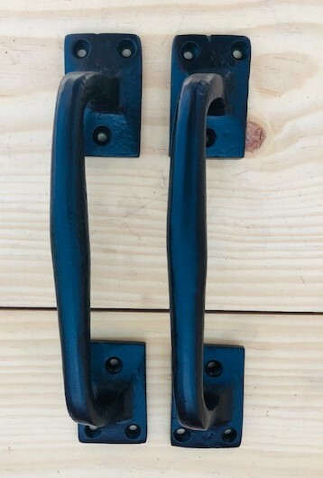 2 LARGE Cast Iron Handles Door Hardware Pull Gate Shed EASY GRIP Grasp Barn Shed