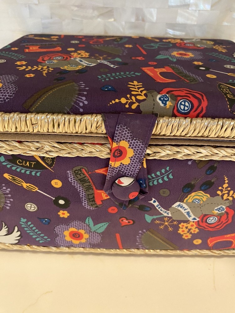Wicker/Padded Sewing Box Purple/sewing accessory design
