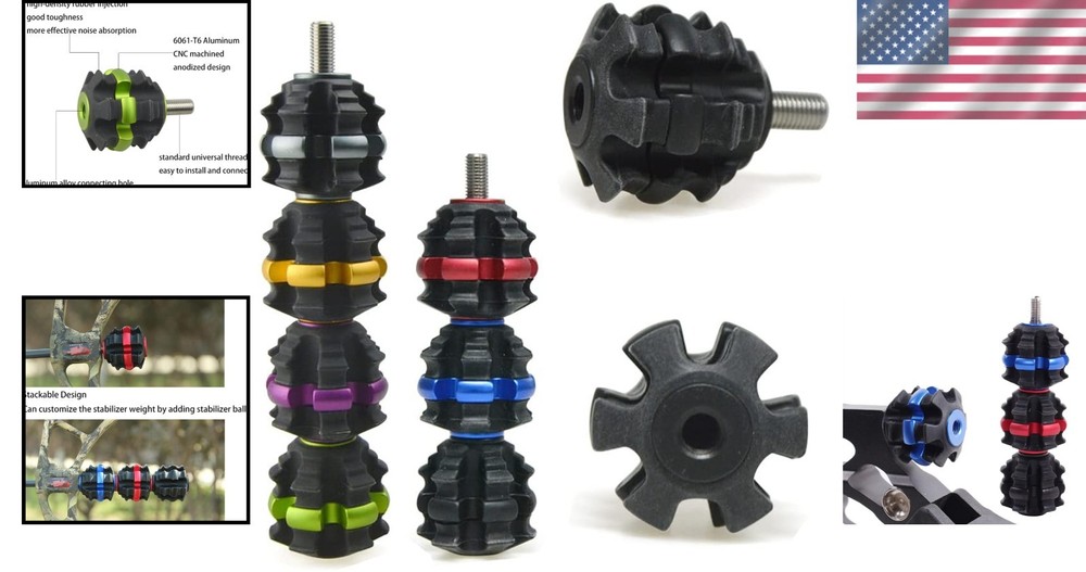 1.5 Inch Stackable Stabilizer for Compound & Recurve Bows – Multi-Color Options