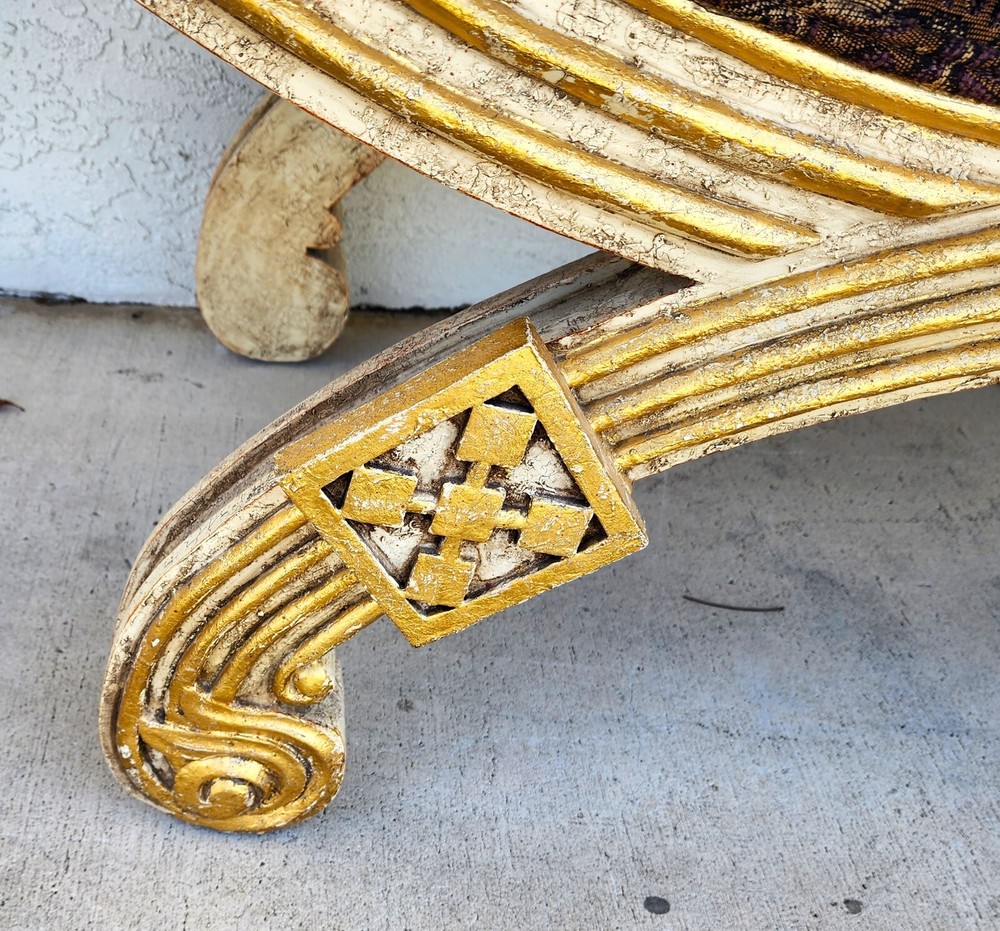 French Empire Gilt Gold Leaf Bench Oversized 48"