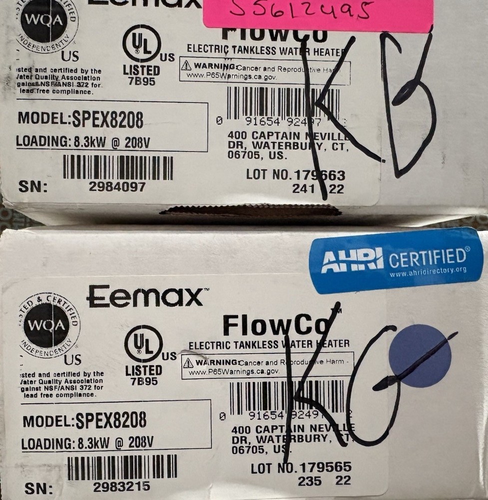 Eemax SPEX8208 FlowCo Single Phase Electric Tankless Water Heater