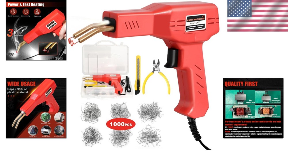 Plastic Welder Kit with 1000 Staples