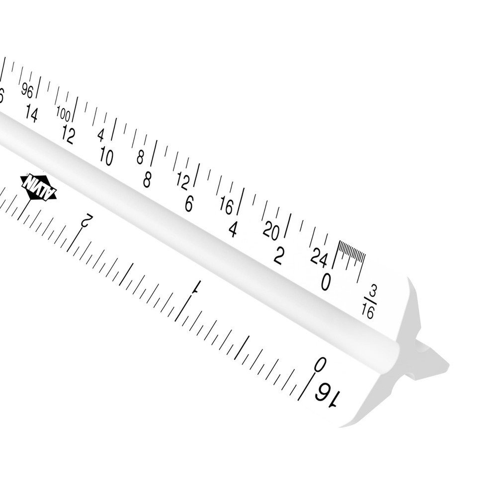 Architect Triangular Scale Ruler 12" Model 110P White with Black Graduations, Ar
