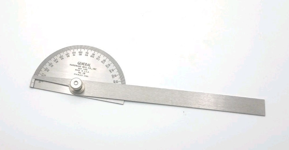 General Hardware No. 18 Protactor 0-180­° Bidirectional Stainless with Case
