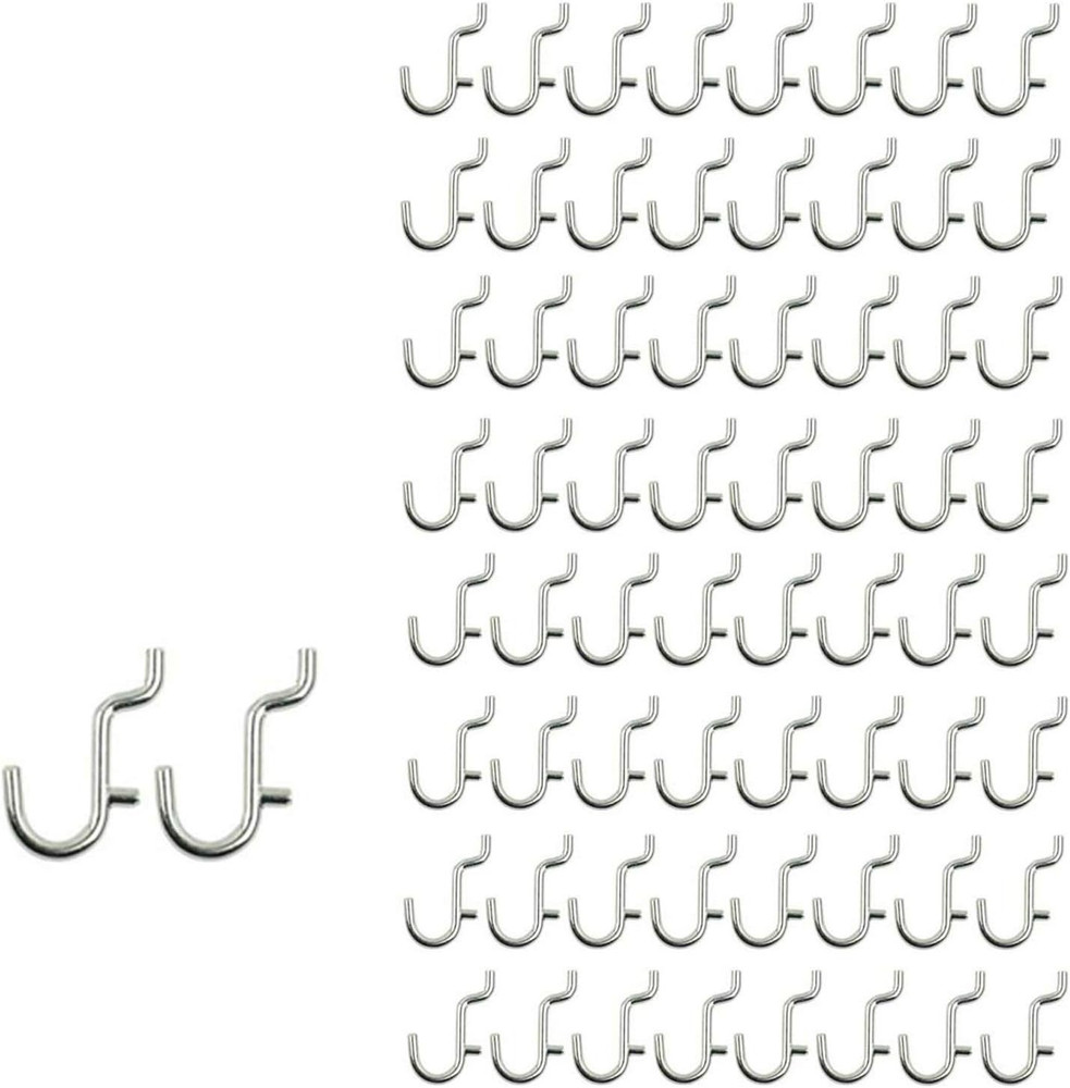 100PCS Metal Pegboard J Hook Accessories Peg Board Wall Display Assortment for J