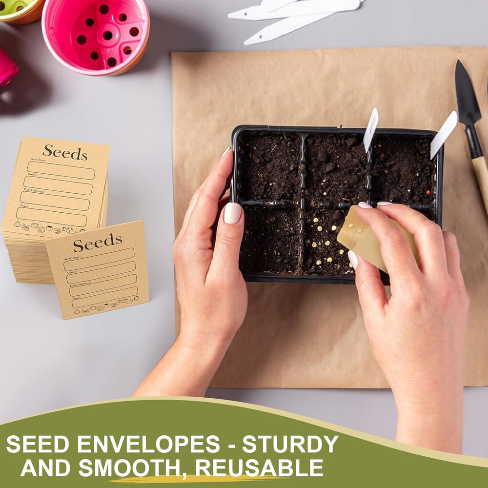 156 PCS Seed Envelopes 3.15”x 4.72”, Seed Packets Envelopes Kraft Seeds Saving E