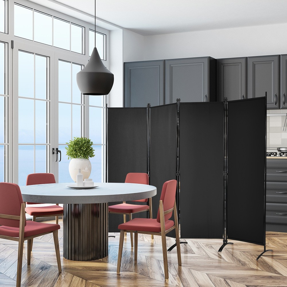5.6ft Tall Folding Room Divider Freestanding 4-Panel Privacy Screen Black