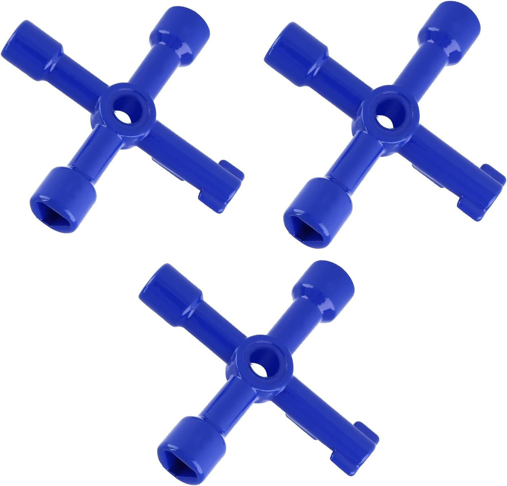 4-Way Multi-Functional Utilities Key (3 PACK), Zinc Alloy Triangle/Square Uni...