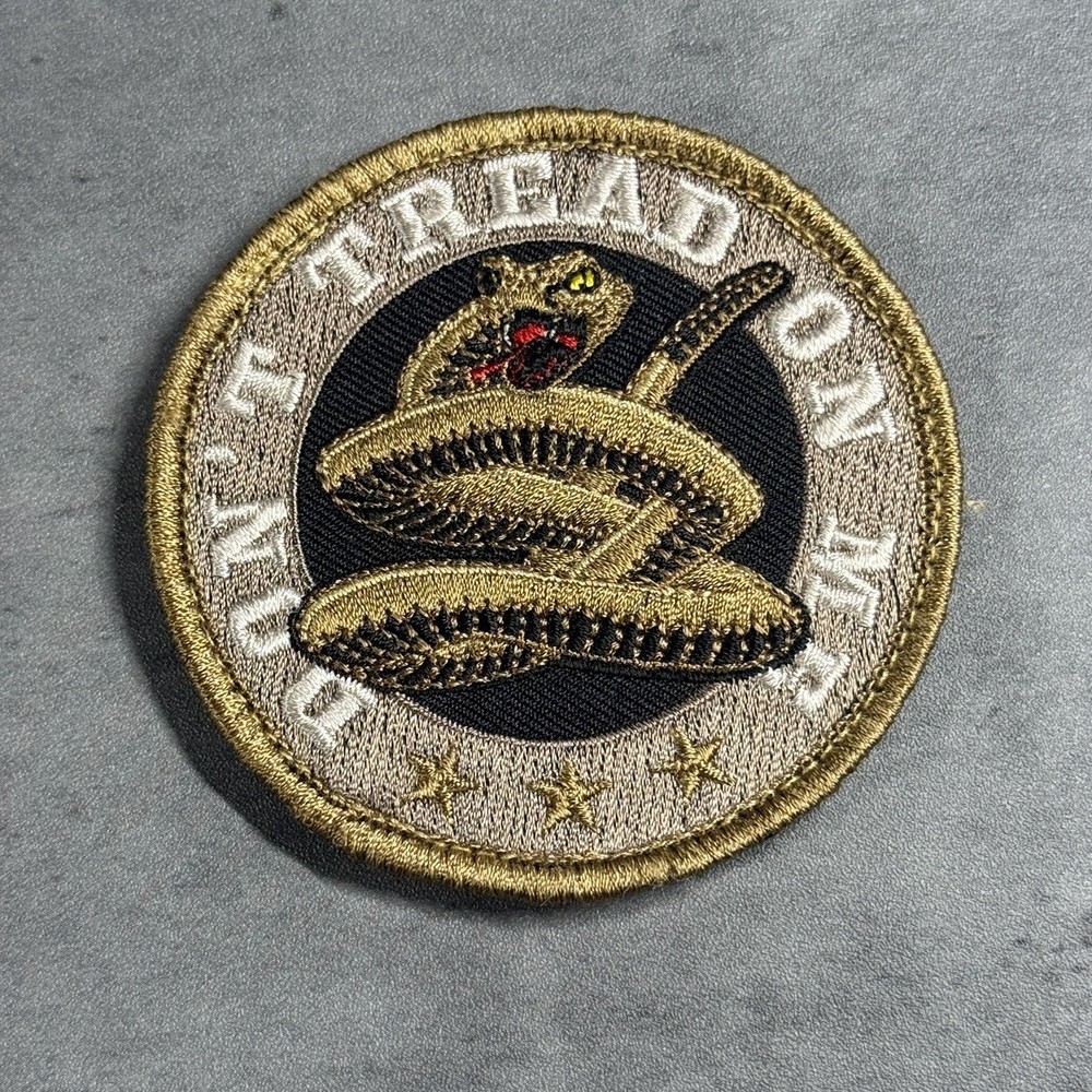 Don’t Tread On Me Patch Green Tan Tactical Morale EDC Hook Loop 3" Round Circle