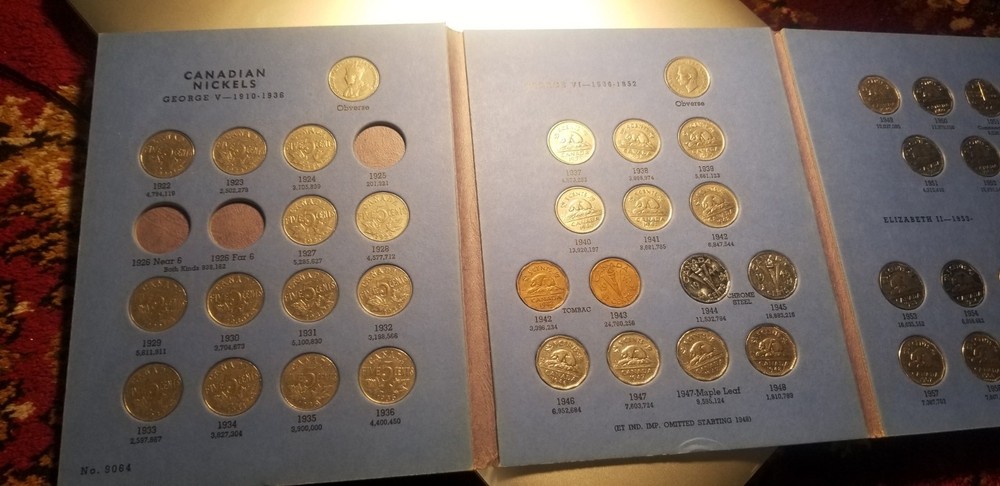 Canada 5 Cent Nickel Album Partial Filled.