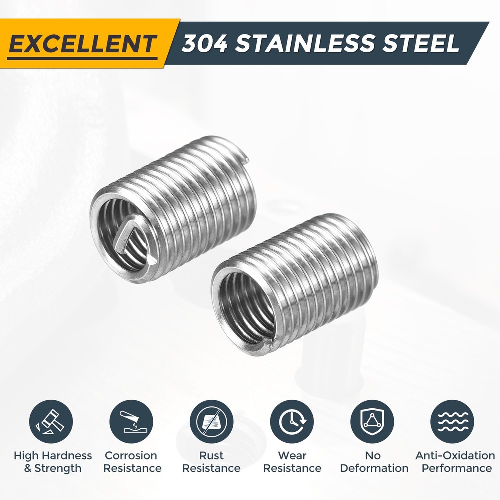 25pcs Wire Thread Inserts M6 x 1 x 2.5D Metric Helical Threaded Sleeve