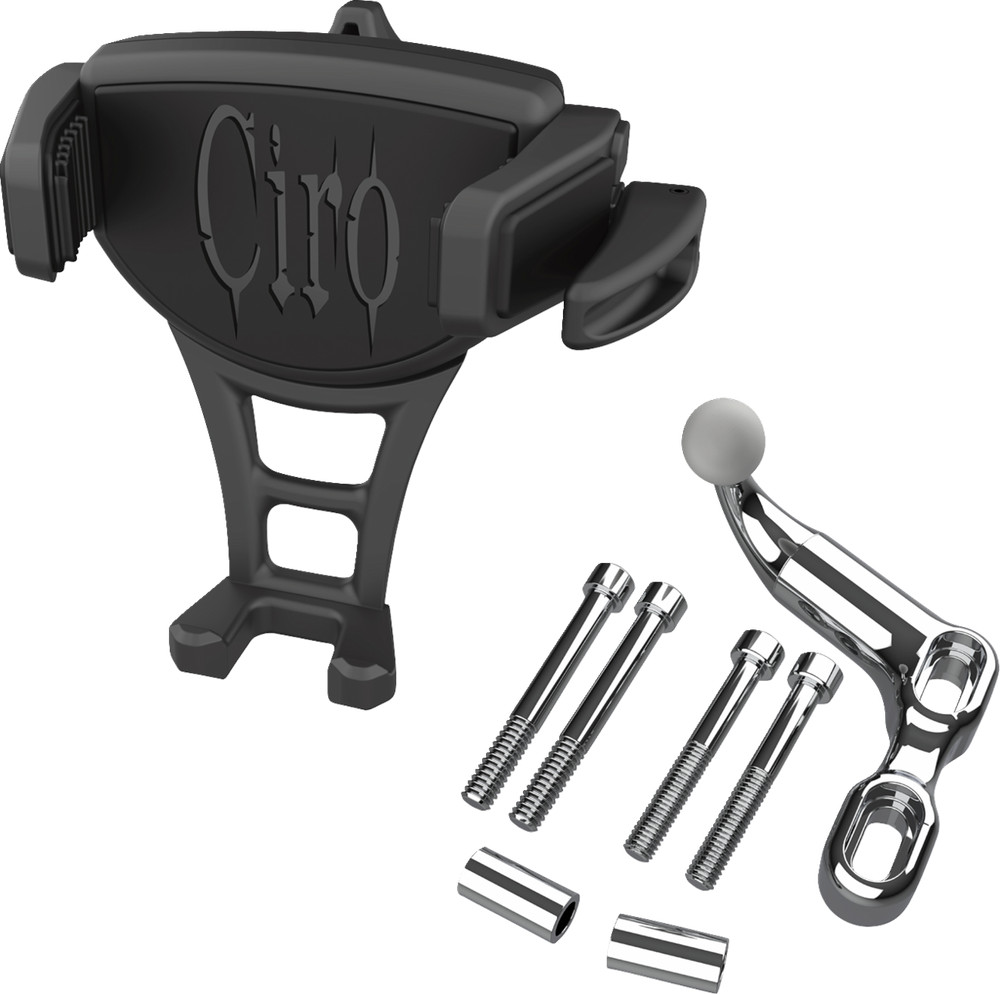 Ciro Chrome Constrictor Phone Holder W/ Offset Perch Mount 4 Harley