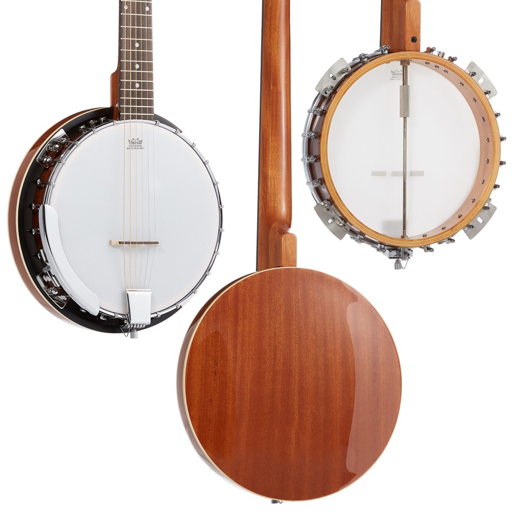 6-String Banjo Guitar with Closed Solid Back Resonator and 24 Brackets