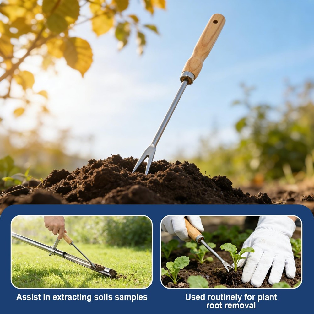 36 Inch Soil Sampler Probe, Stainless Steel Soil Core Sampling Tool with T-Ha...