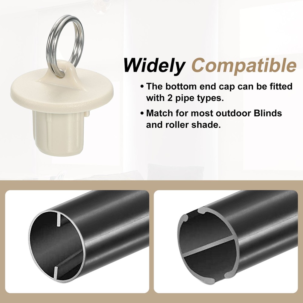 6Pcs Roller Shades Pull Ring End Cap, Roller Up Blinds Replacement, Beige