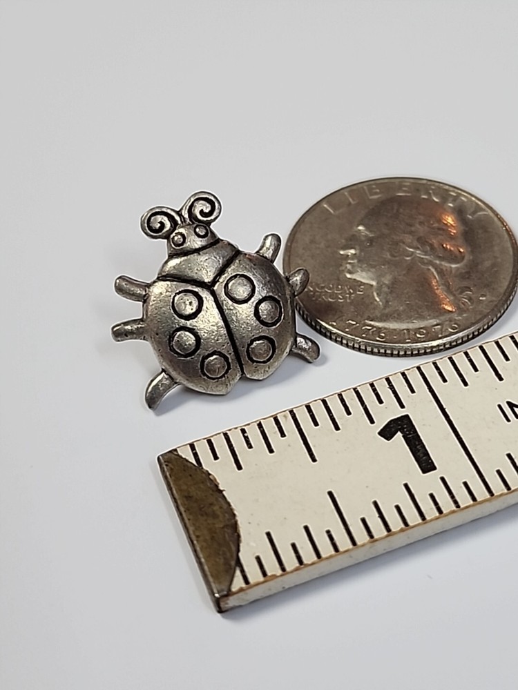Ladybug Beetle Lapel Pin Silver Color Metal