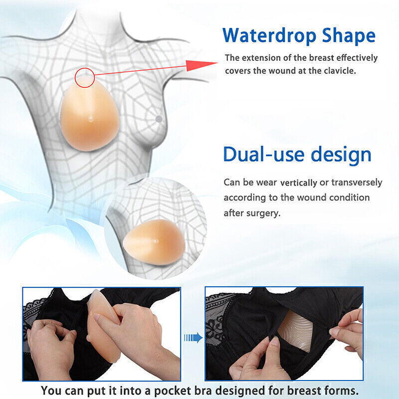 Silicone Breast Forms Mastectomy Insert Pad Bra Enhancer Prosthesis 1Piece