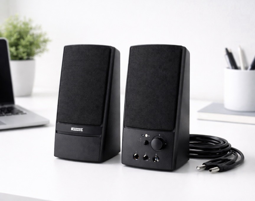 Cyber Acoustics CA-2014 2.0 PC Computer Speakers Wired Black Tested