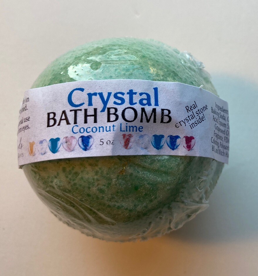 1 Bath Bomb - Surprise Heart Crystal Stone Inside!