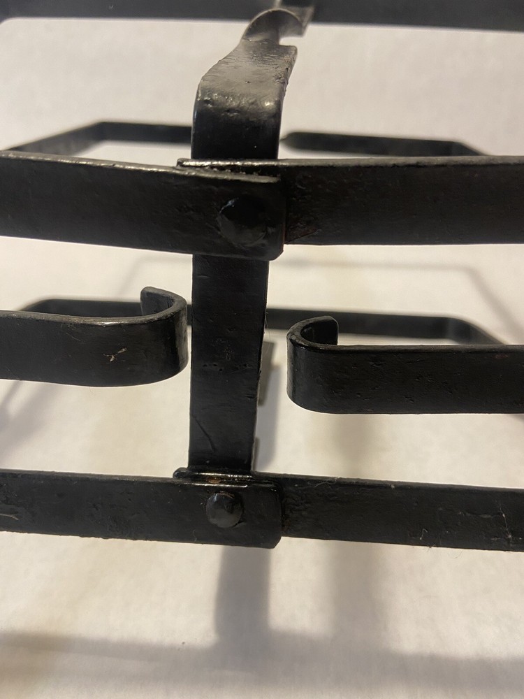 Vintage Rustic Black Wrought Iron Magazine Rack