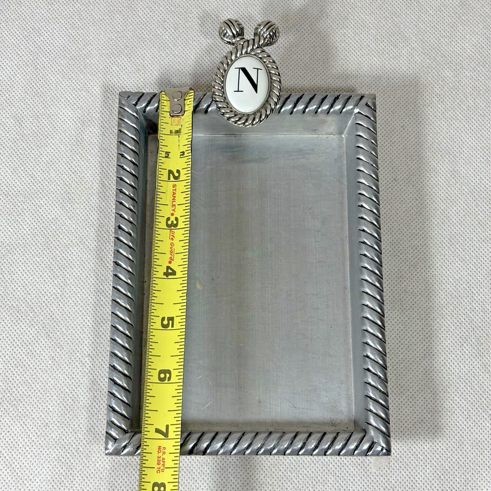 Mud Pie 2009 N Initial Metal Note Holder Tray 501013