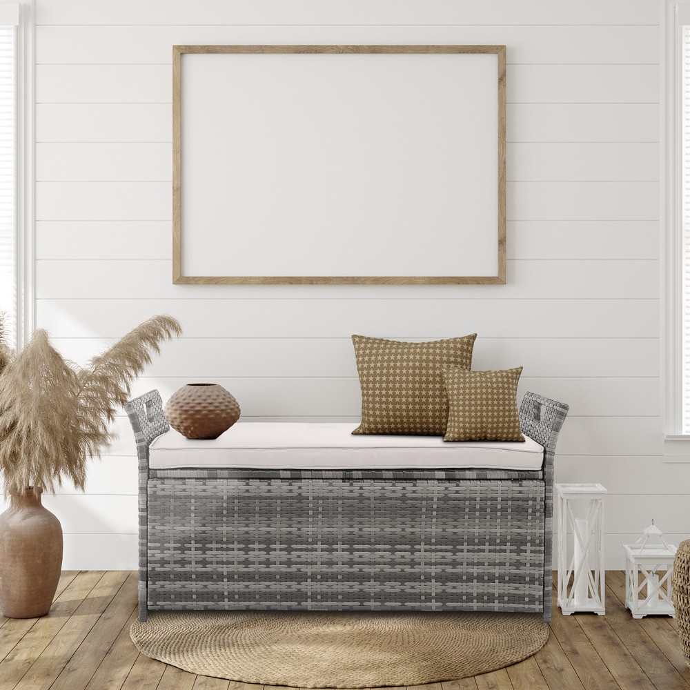 Iron Frame Can Accommodate Gray Gradient Footstool Locker Rattan Locker