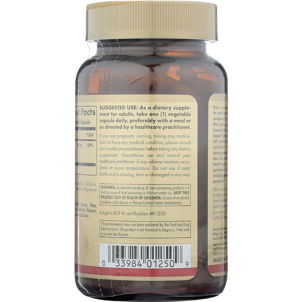 Solgar Gentle Iron, Ideal for Sensitive Stomachs, , 180 Count