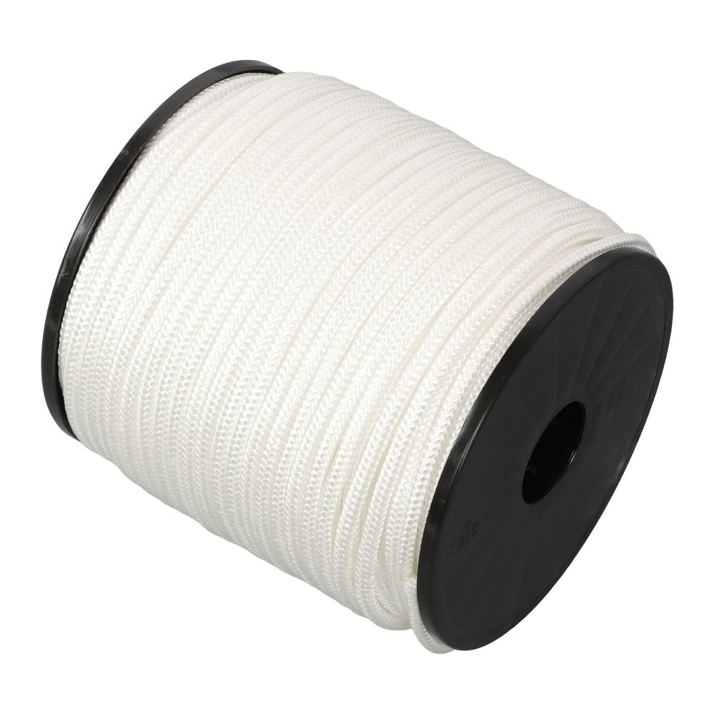 Multipurpose White Nylon Rope Sturdy Spool Solid Braid Knot Rope 1/4" × 5250'