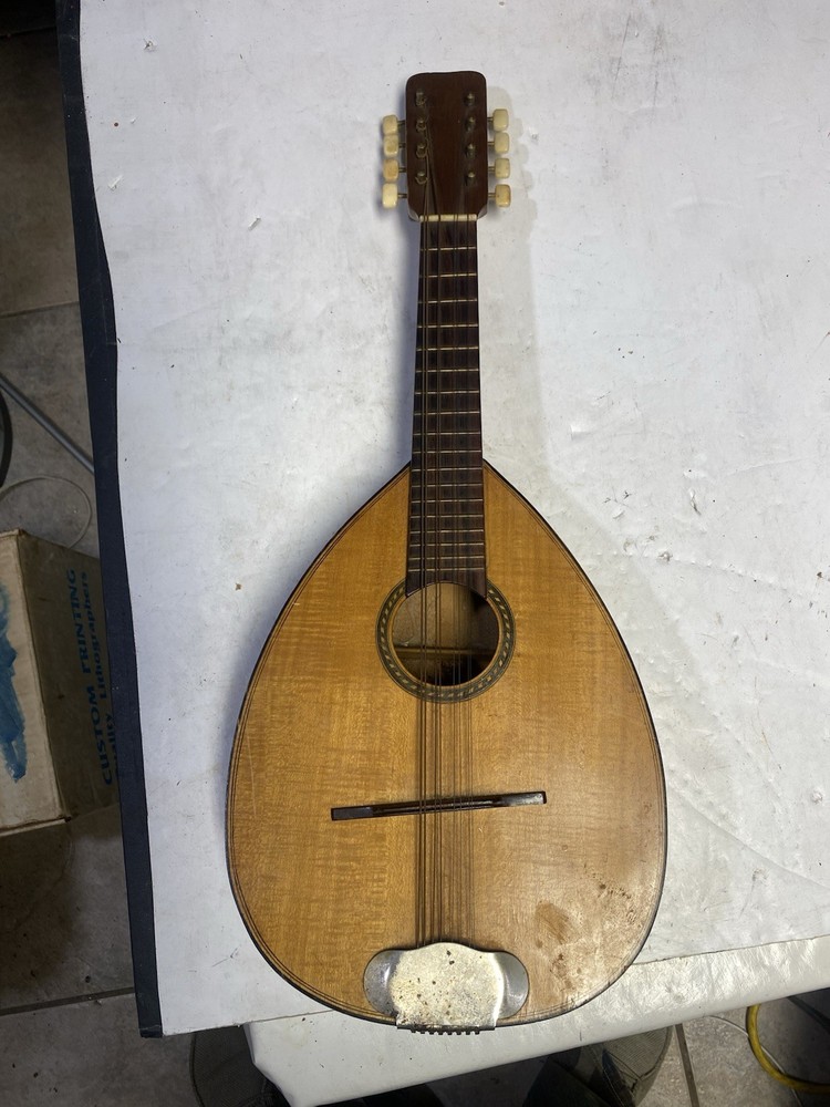 Vintage Mandolin Unbranded Unknown Missing String As Is No Crack Solid