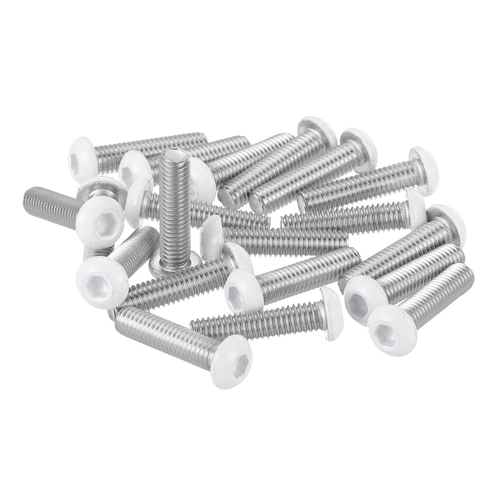 20 Pcs M6-1 x 25mm Button Head Socket Cap Screw Machine Screw, White