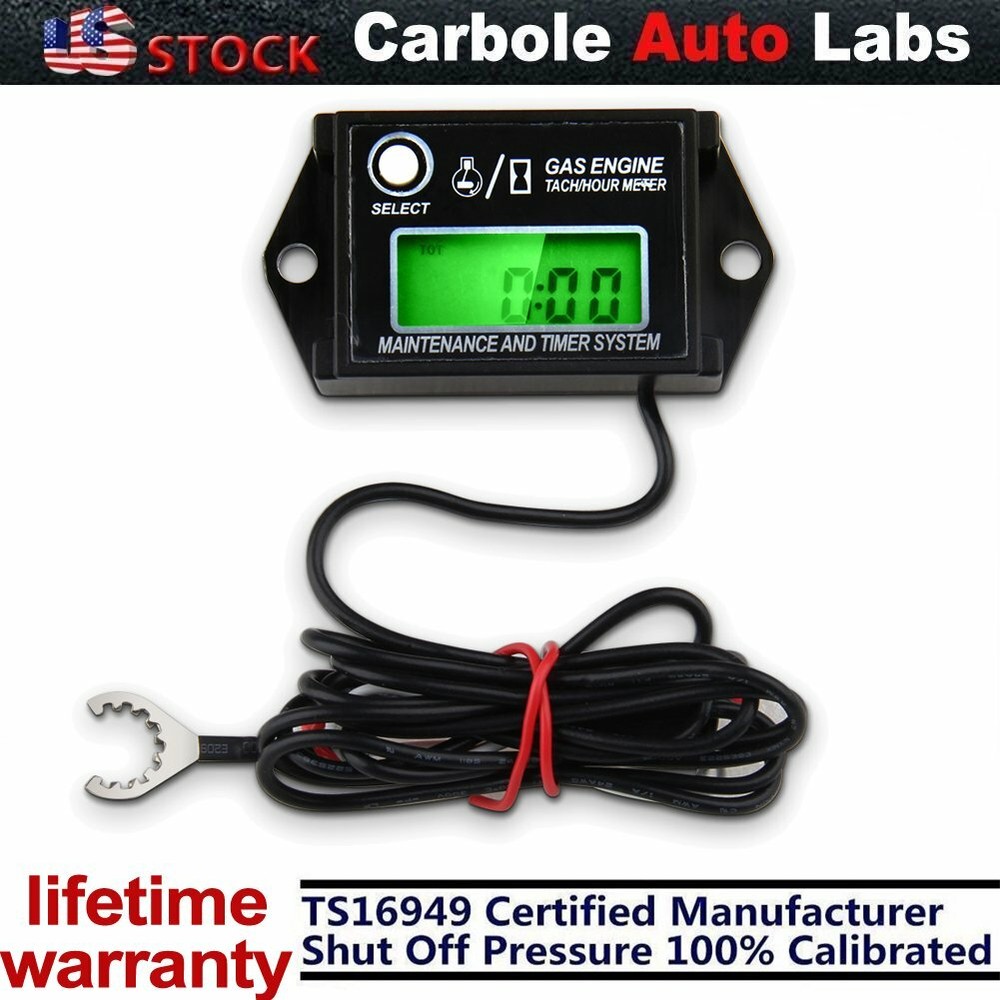 Waterproof Tiny Tach Digital Hour Meter Tachometer Boat Job Timer Adjustable US