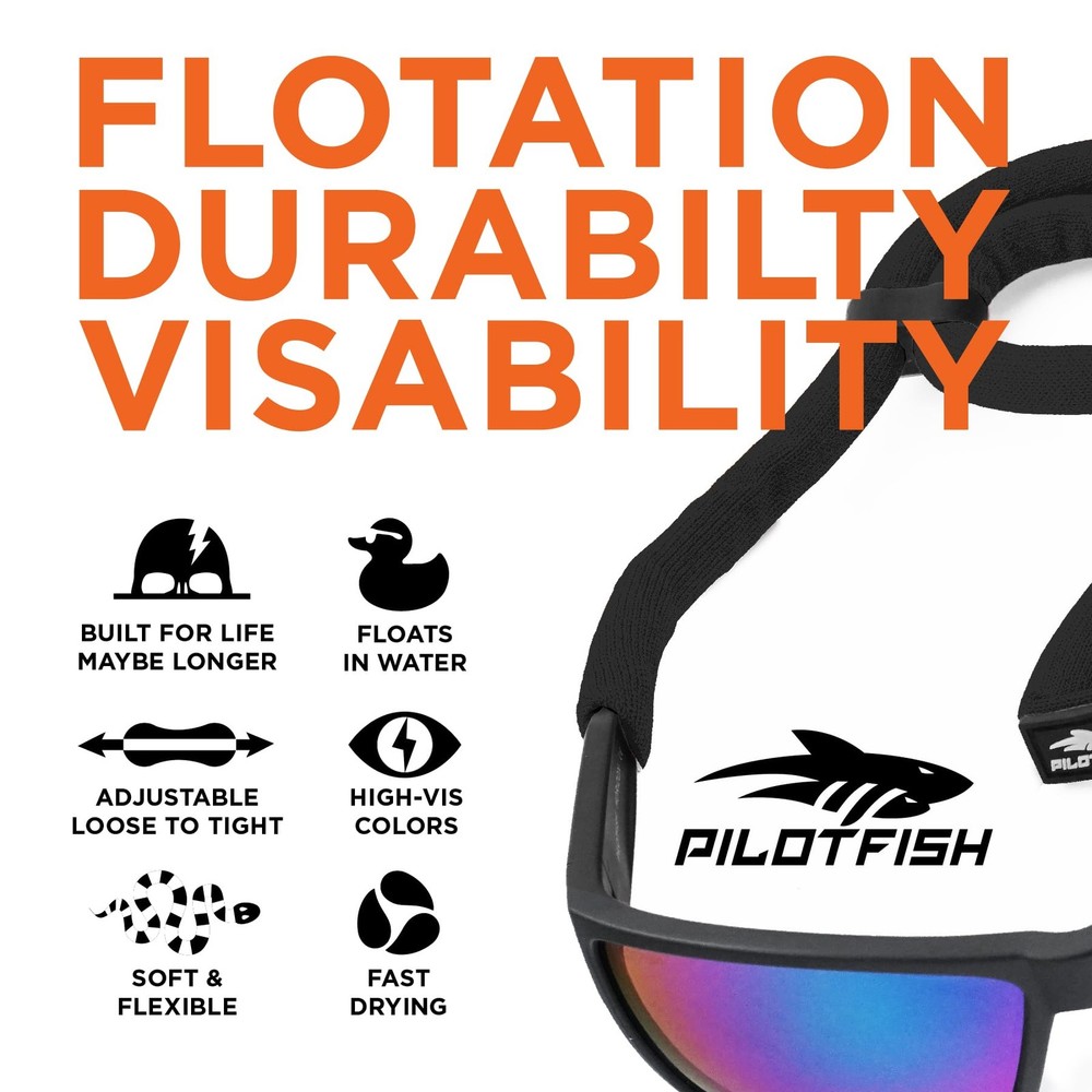 Floating Sunglasses Strap, Adjustable, Waterproof, High Visibility, Neoprene ...