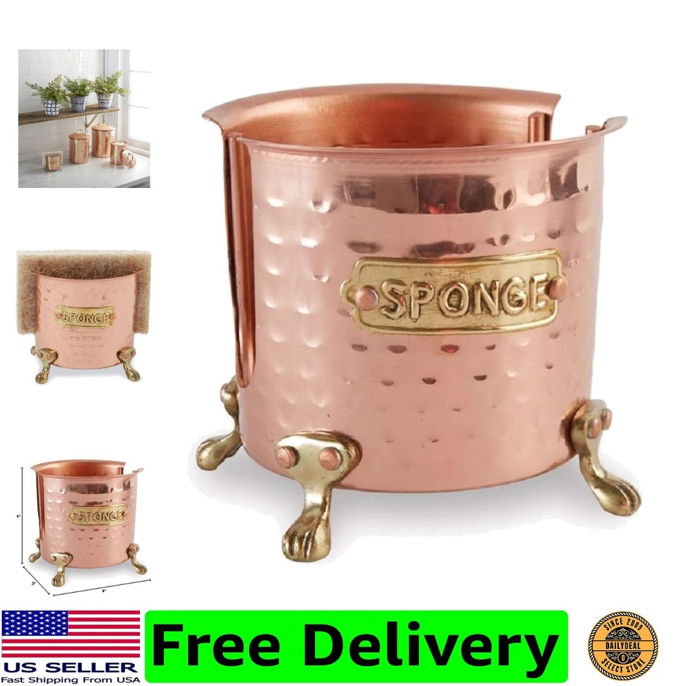Kitchen Sponge Holder Caddy, Copper