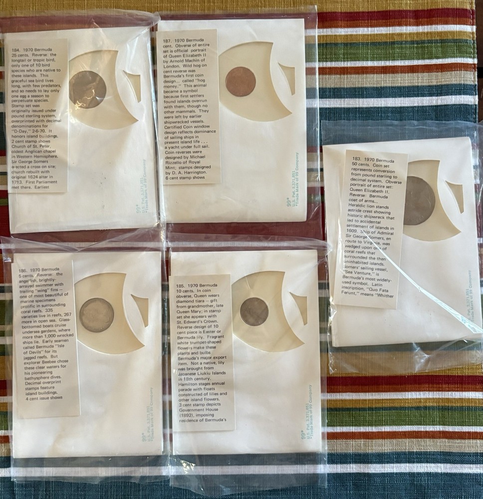 1970 FIRST DAY FIRST ISSUED BERMUDA COINS