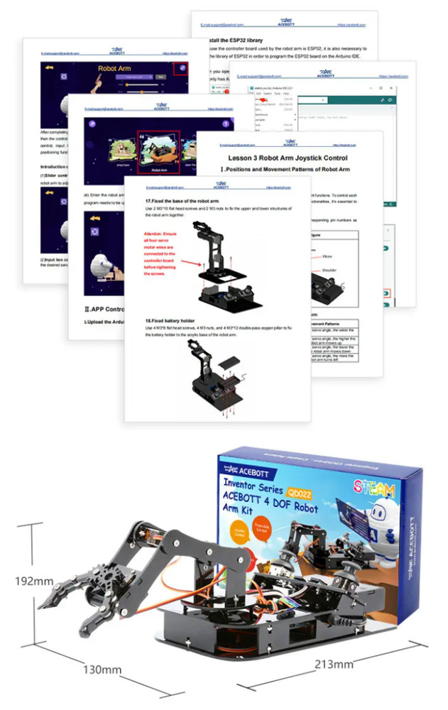 Robot Arm DIY Kit by ACEBOTT - Learn Programming & Coding - 4DOF