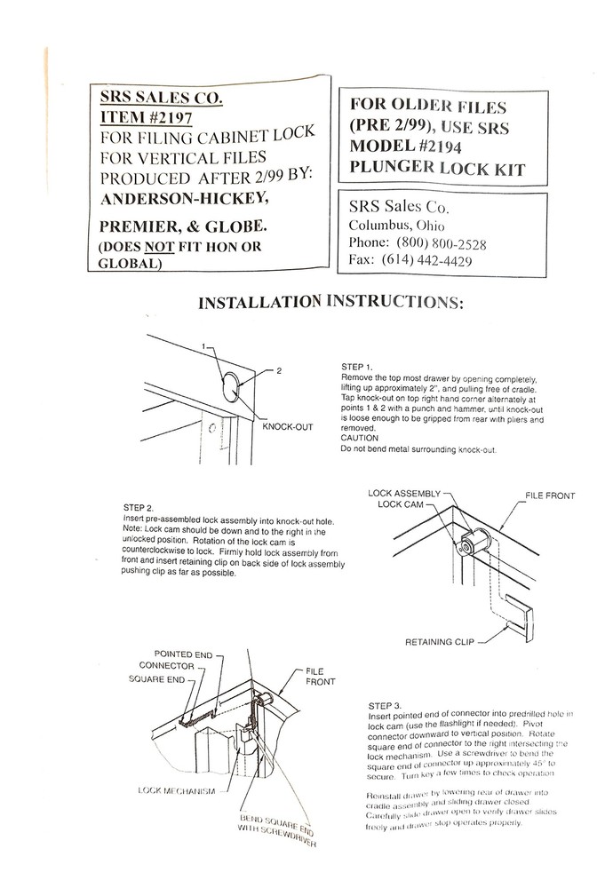 File Cabinet Lock Kit 15500