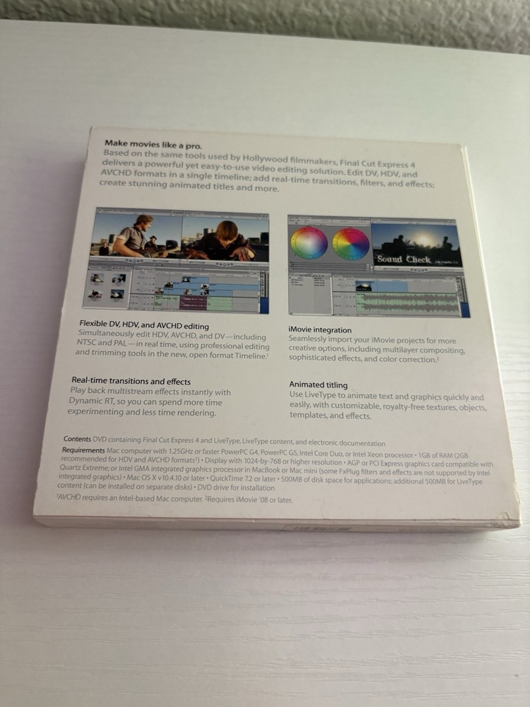 Apple Final Cut Express 4 HD Video Editing Software CIB