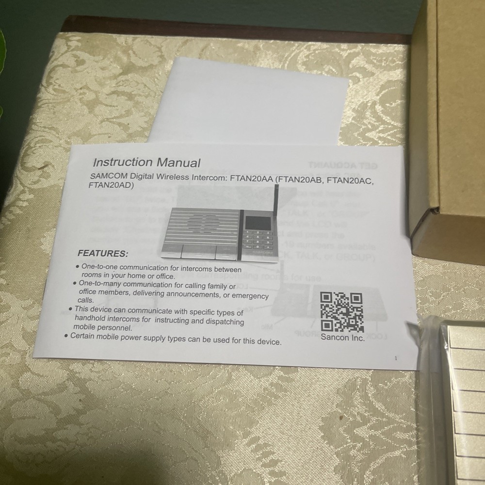 Samcom FTAN20AB Gold 20 channel Digital Wireless Intercom New Open Box